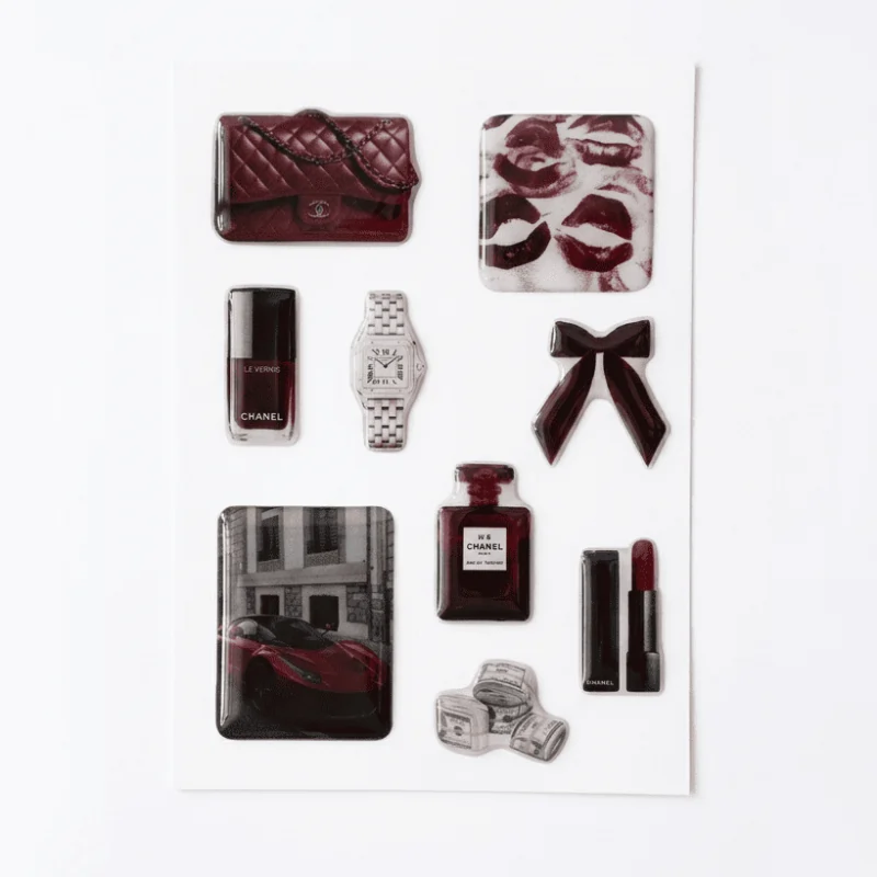 Об'ємні наліпки "Bordeaux Muse" 3d Стікерпак з 9 стікерів для телефона, планшета, ноутбука, блокнота